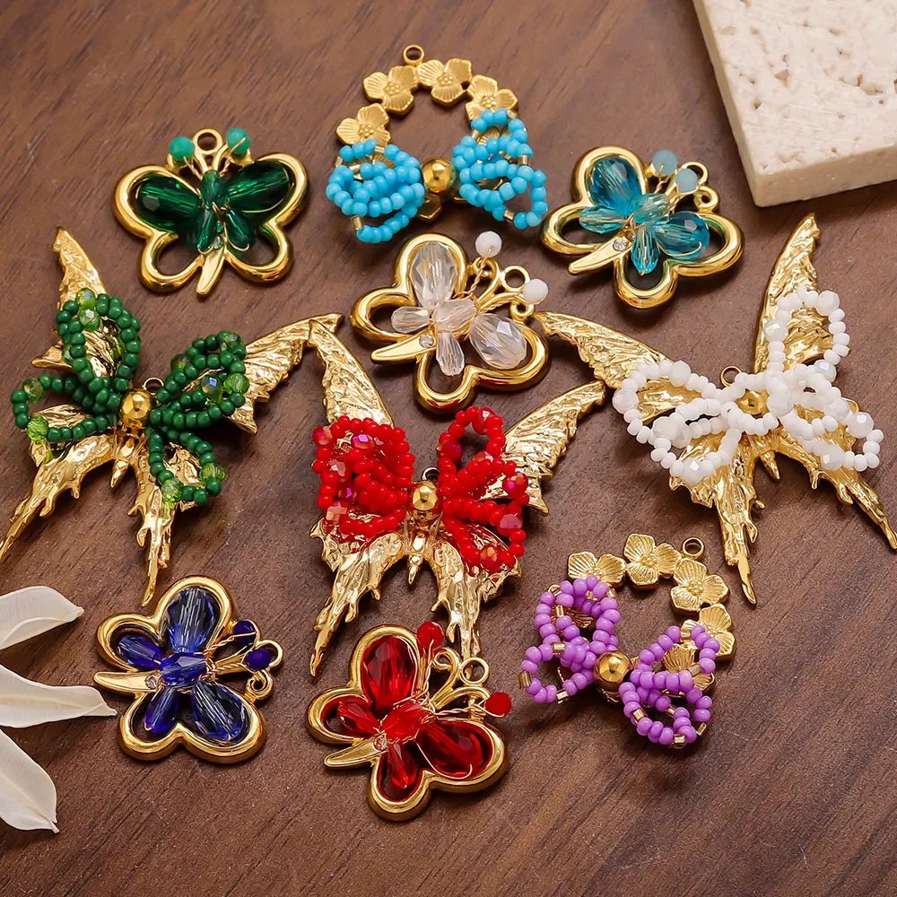 1pcs Stainless Steel Large Butterfly Charms Gold Color Multicolor Glass Pendant DIY Necklace Earrings for Women Jewelry Findings
1pcs Stainless Steel Large Butterfly Charms Gold Color Multicolor Glass Pendant DIY Necklace Earrings for Women Jewelry Findings