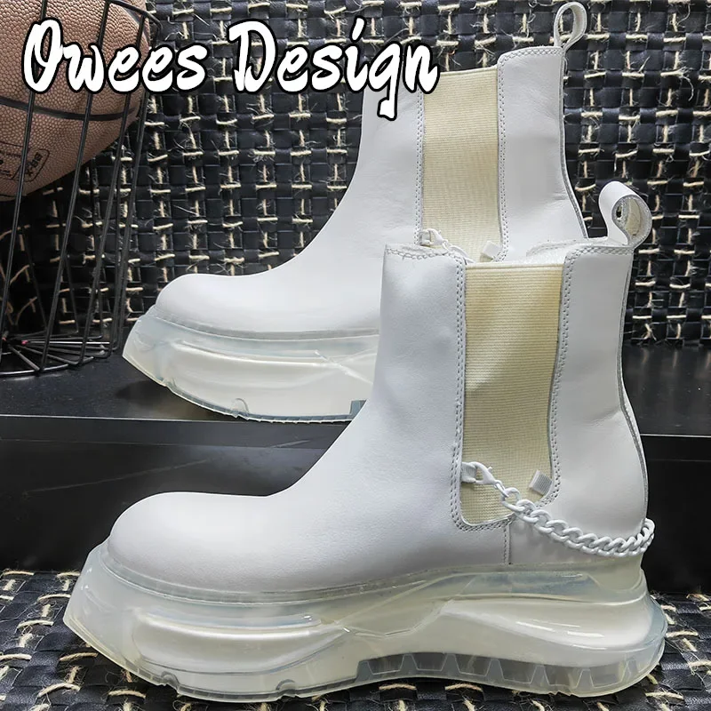 Owees Design Men Street Style Trend Calf Boots Winter Genuine Leather Metal Chain Motorcycle Boots Man Slip on Short Boots
Owees Design Men Street Style Trend Calf Boots Winter Genuine Leather Metal Chain Motorcycle Boots Man Slip on Short Boots