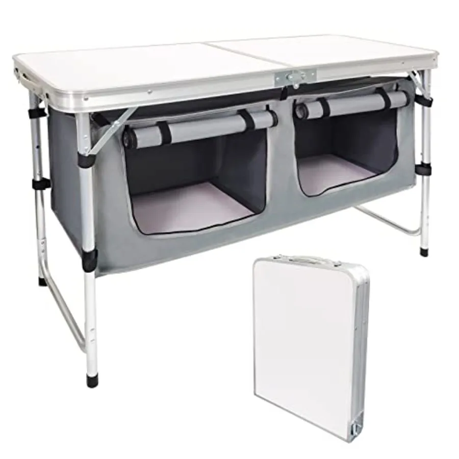 Folding Camping Table with Storage: Aluminum, Silver, Lightweight Height Adjustable for Outdoors, Beach, Tailgating, Travel, Ba
Folding Camping Table with Storage: Aluminum, Silver, Lightweight Height Adjustable for Outdoors, Beach, Tailgating, Travel, Ba