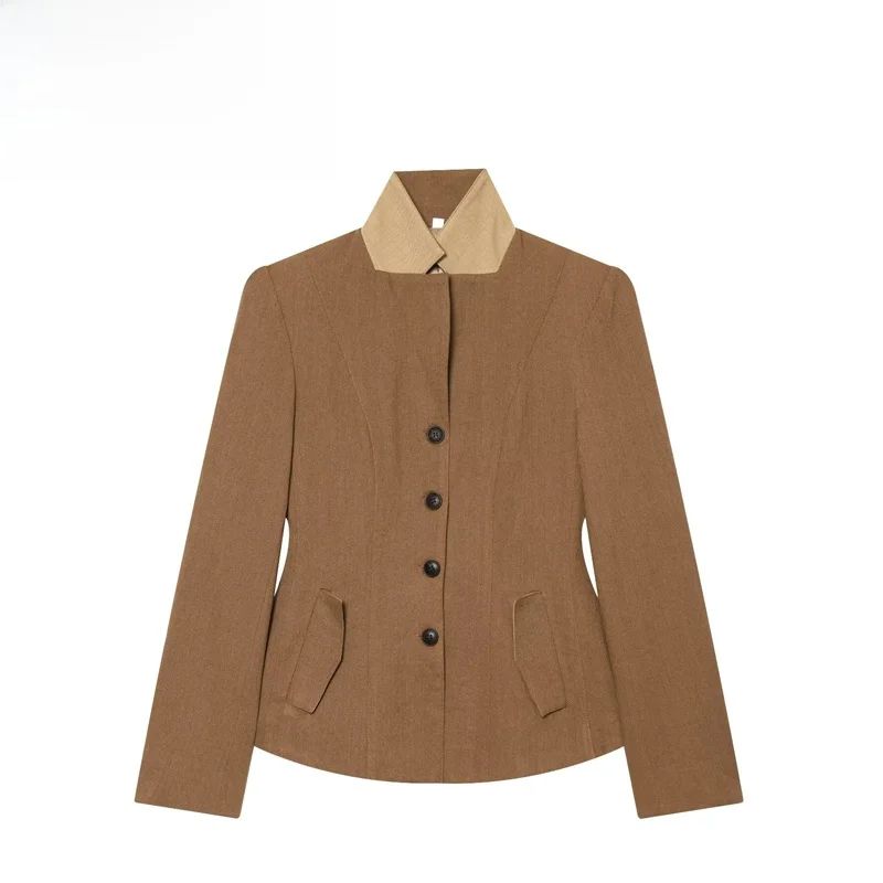 Fashionable Mixed Fiber Autumn Winter Suit Jacket for Women Elegant High Collar Long Sleeve Commute Style Single Button Design
Fashionable Mixed Fiber Autumn Winter Suit Jacket for Women Elegant High Collar Long Sleeve Commute Style Single Button Design