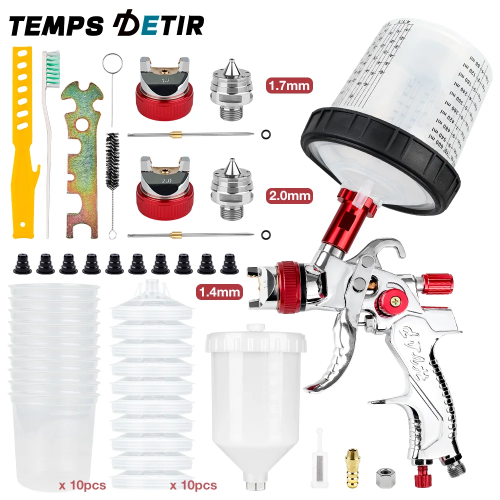 HVLP Spray Gun with Adapter & Mix Tank Car Repair Paint Spray Guns 1.4/1.7/2.0mm Nozzle for Painting Water Based Air Spray Gun
HVLP Spray Gun with Adapter & Mix Tank Car Repair Paint Spray Guns 1.4/1.7/2.0mm Nozzle for Painting Water Based Air Spray Gun