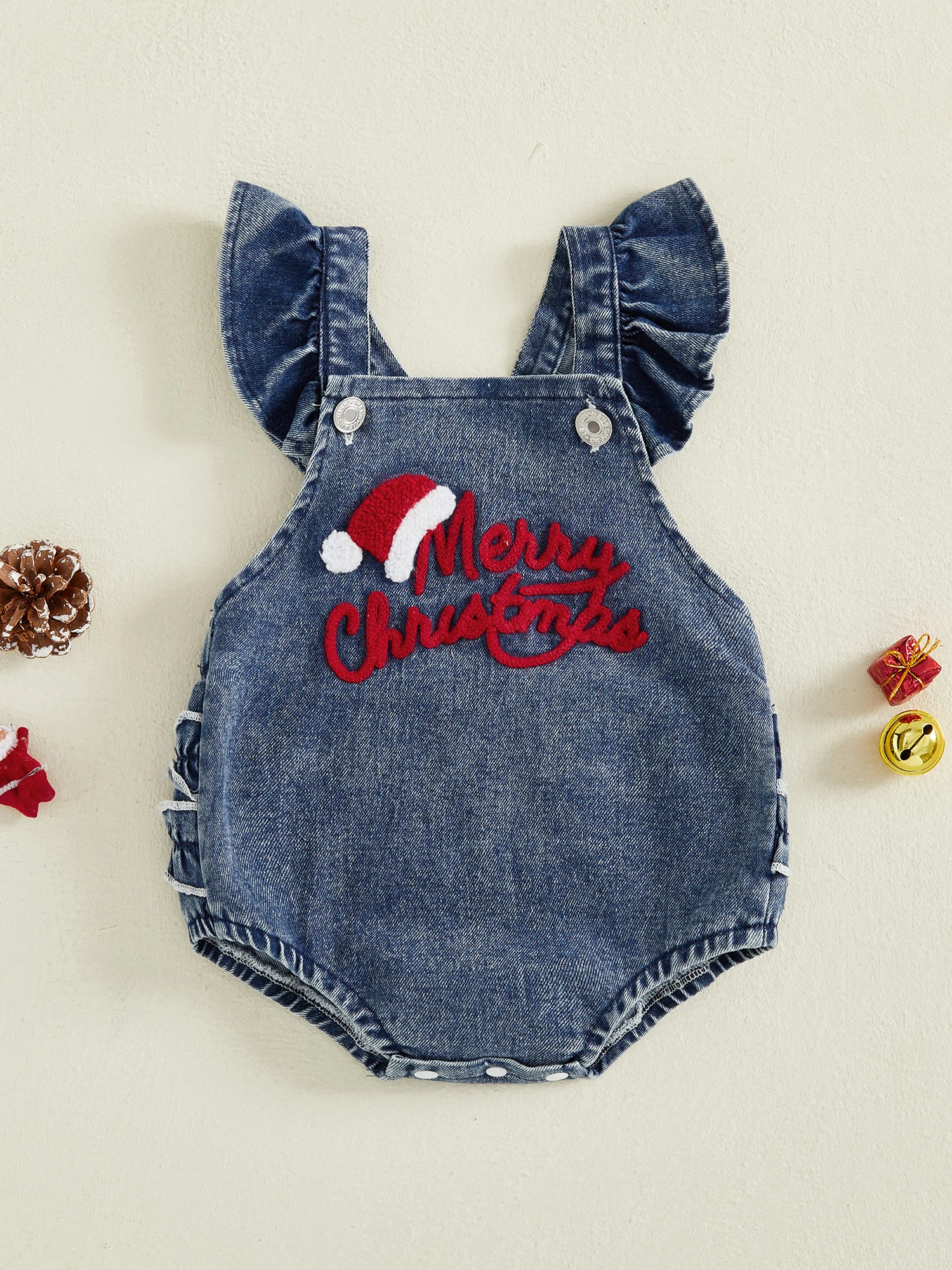 Cute Toddler Christmas Jumpsuit Adorable Ruffle Sleeve Embroidered Denim Playsuit for Festive Occasions and Playdates
Cute Toddler Christmas Jumpsuit Adorable Ruffle Sleeve Embroidered Denim Playsuit for Festive Occasions and Playdates
