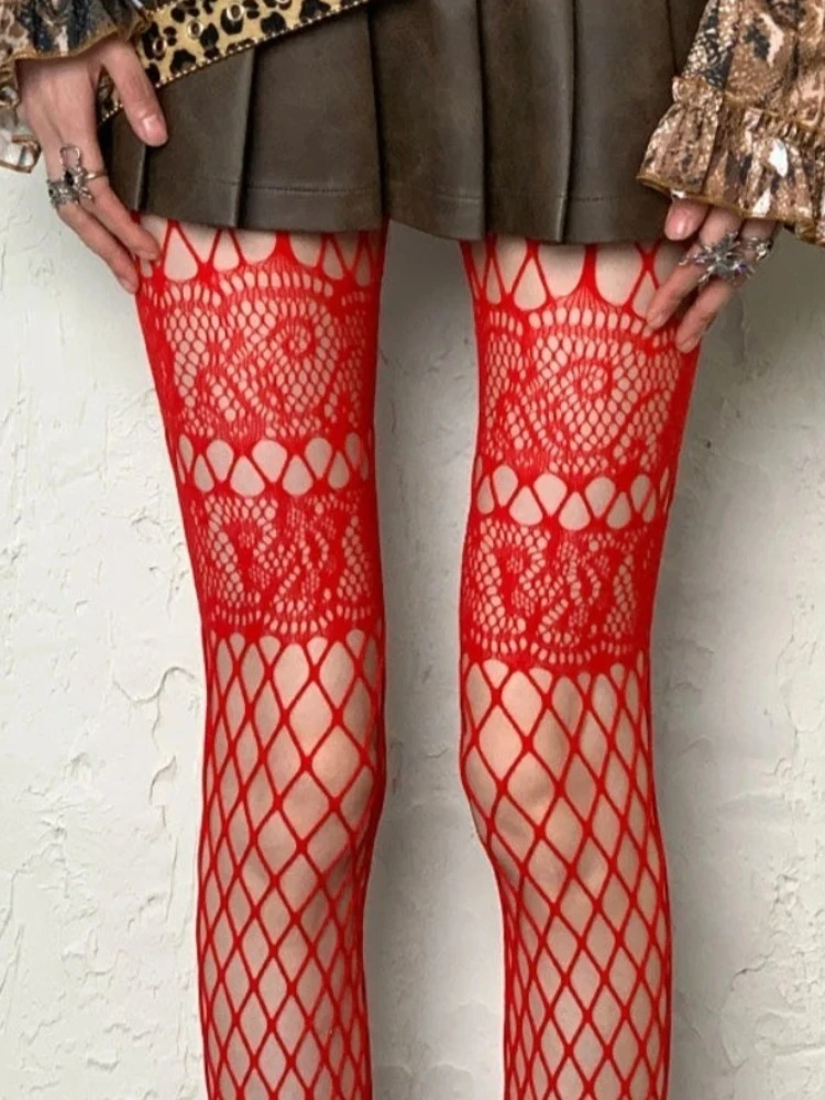 Gothic Hollow Out Fishnet Stockings Y2K Spicy Girls Pantyhose High-Street Vintage Style Punk Women's Christmas Red Tights Gifts
Gothic Hollow Out Fishnet Stockings Y2K Spicy Girls Pantyhose High-Street Vintage Style Punk Women's Christmas Red Tights Gifts