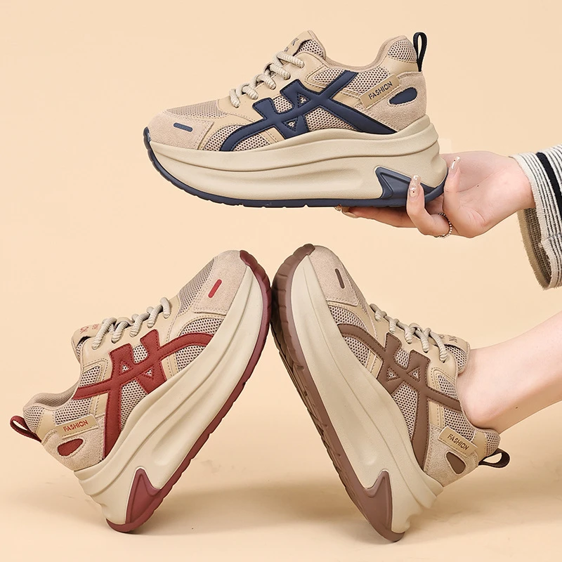 Womens Beige Multi Color Platform Chunky Sneakers Breathable Mesh Hidden Heel Lift Casual Dad Shoes For Daily Street Style
Womens Beige Multi Color Platform Chunky Sneakers Breathable Mesh Hidden Heel Lift Casual Dad Shoes For Daily Street Style