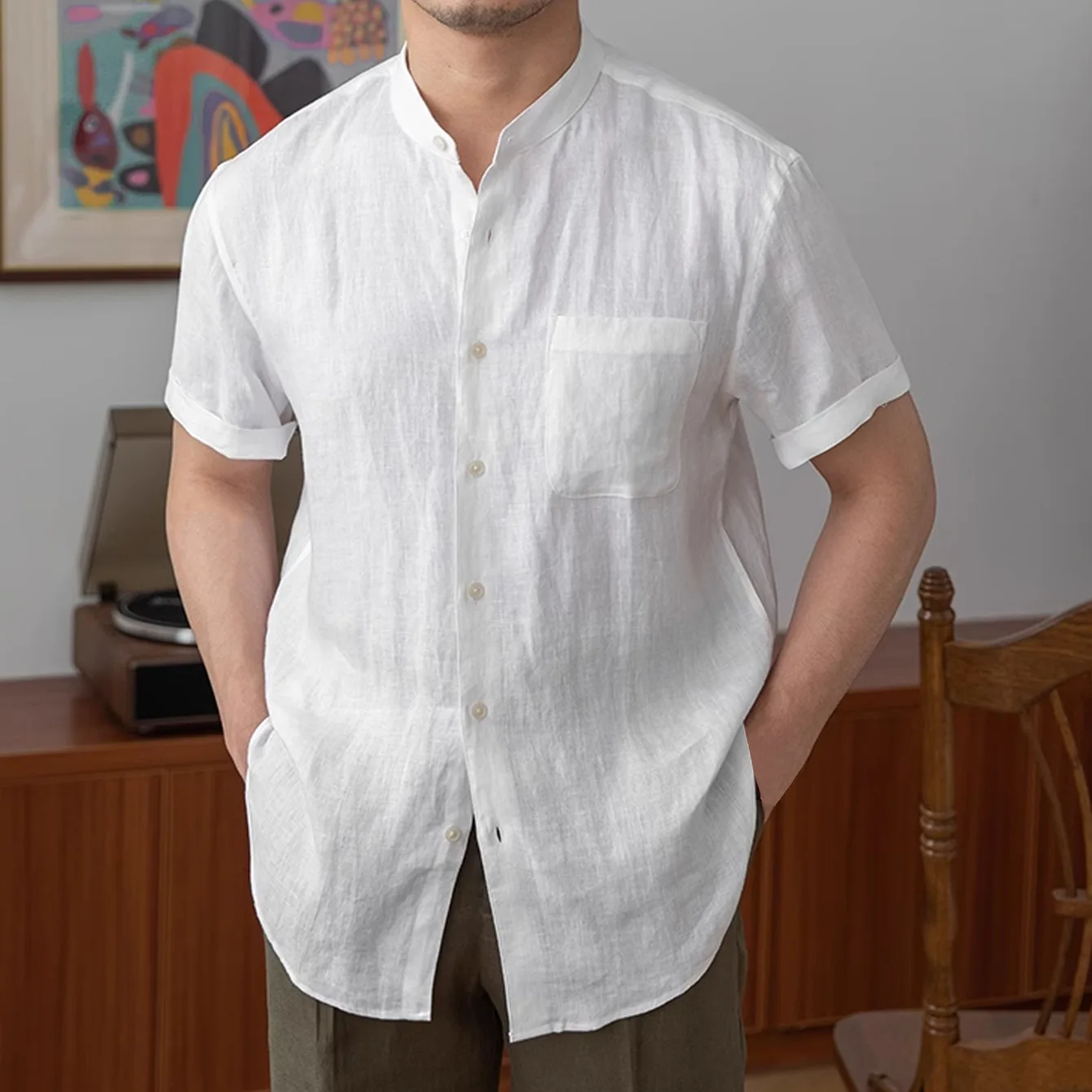 Men's Short Sleeve Shirts Summer Linen Stand Up Collar Shirt Lightweight Breathable Beach Yoga Tunic Tops
Men's Short Sleeve Shirts Summer Linen Stand Up Collar Shirt Lightweight Breathable Beach Yoga Tunic Tops