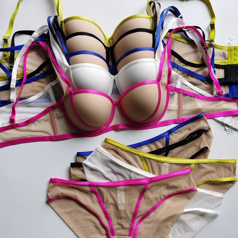European and American Sexy Lingerie Small Chest Enhancing Anti-Sagging Bra Smooth Color-Block Strap Adjustable Bra Set
European and American Sexy Lingerie Small Chest Enhancing Anti-Sagging Bra Smooth Color-Block Strap Adjustable Bra Set