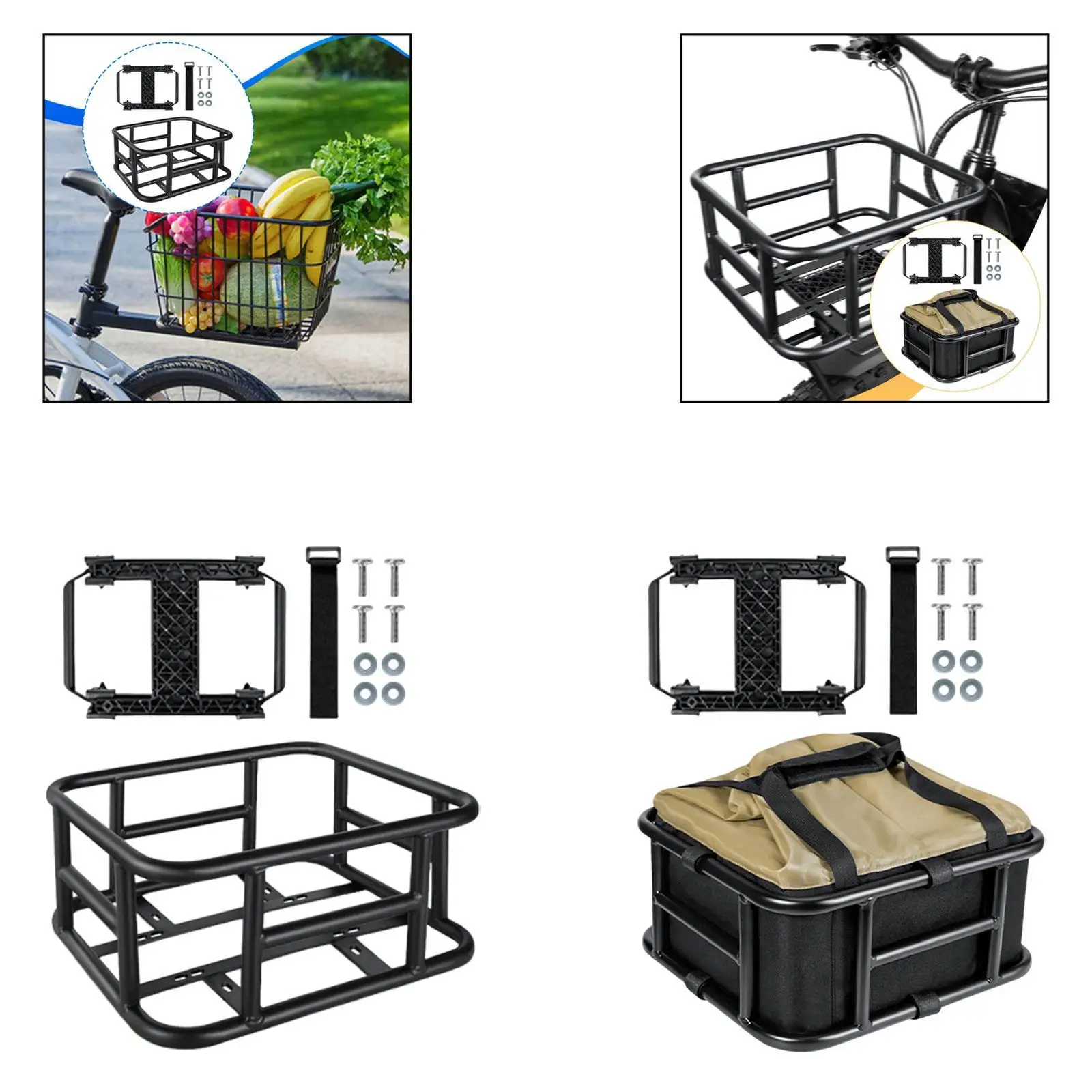 Быстросъемная железная велосипедная корзина-органайзер для груза, большая, для передних или задних багажников, для использования на улице
Быстросъемная железная велосипедная корзина-органайзер для груза, большая, для передних или задних багажников, для использования на улице