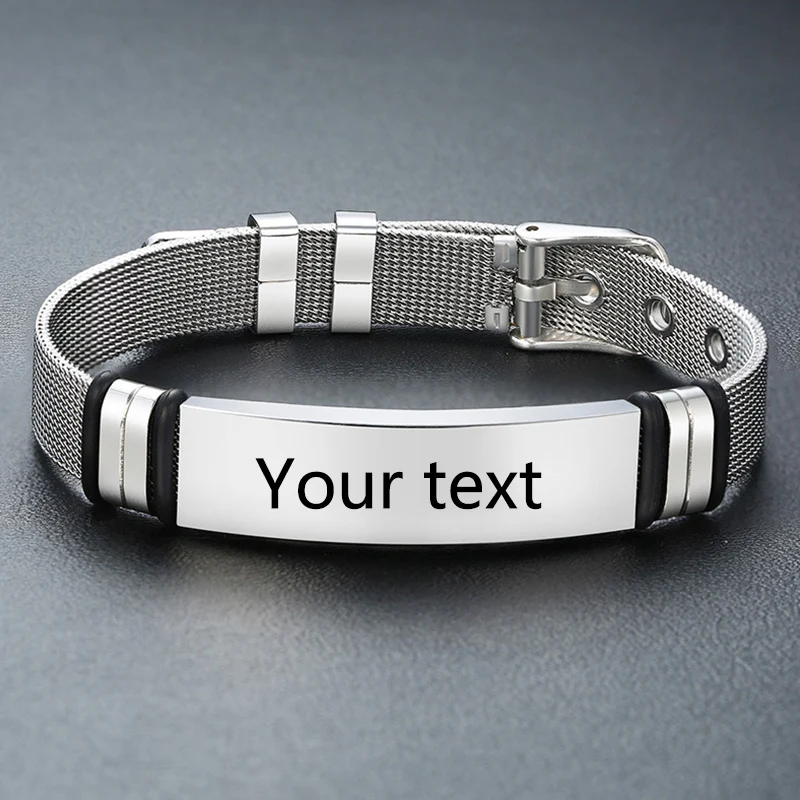 Punk Custom Name Engrave Logo Id Bracelets Net Band Trendy Stainless Steal Bracelet Men Friendship Bracelets Jewelry
Punk Custom Name Engrave Logo Id Bracelets Net Band Trendy Stainless Steal Bracelet Men Friendship Bracelets Jewelry