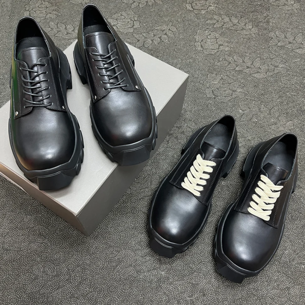 Chunky Platform Derby Shoes for Men - Lace-Up Studded Genuine Leather Boots
Chunky Platform Derby Shoes for Men - Lace-Up Studded Genuine Leather Boots