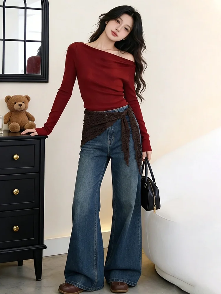 High Waist Wide Leg Blue Jeans Women's Loose Drapey Casual Floor Length Pants with Butt Curtain Slimming Versatile Casual Jeans
High Waist Wide Leg Blue Jeans Women's Loose Drapey Casual Floor Length Pants with Butt Curtain Slimming Versatile Casual Jeans