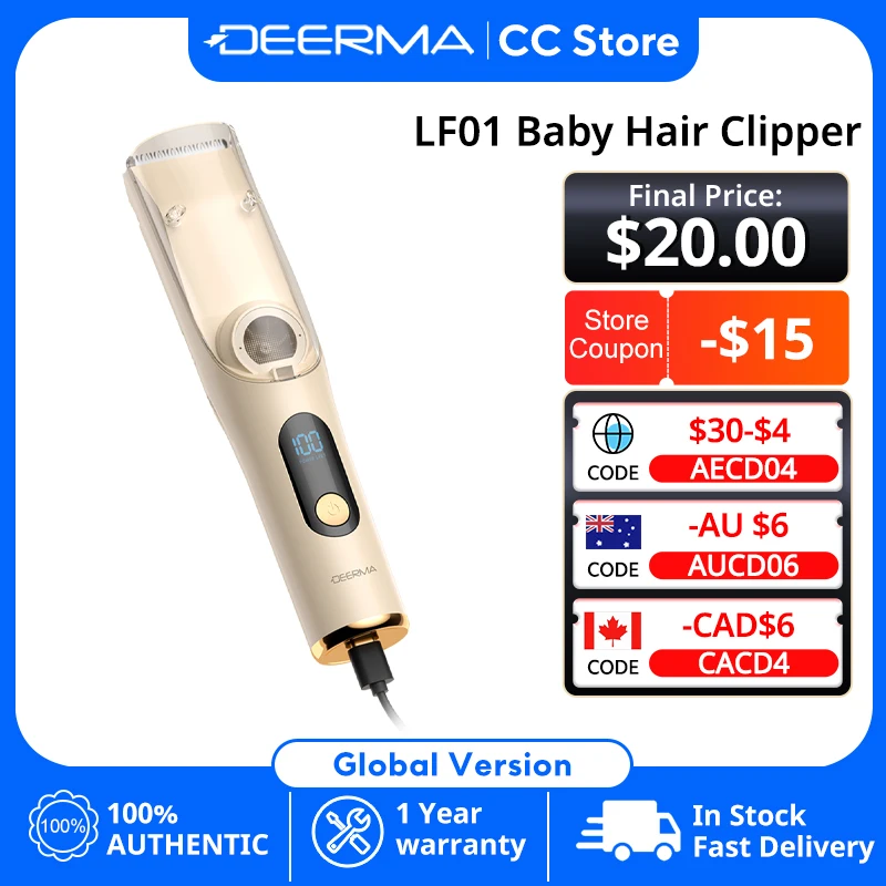Deerma LF01 Electric Hair Clipper ,Vacuum Hair Absorption,Low Noise,Safety Waterproof Short hair Trimmer tool within 5 cm
Deerma LF01 Electric Hair Clipper ,Vacuum Hair Absorption,Low Noise,Safety Waterproof Short hair Trimmer tool within 5 cm