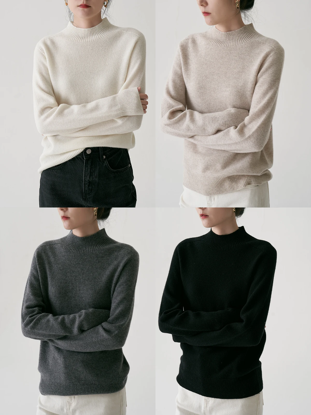 SHALLOW STREAMS Seamless One-Piece Half High Neck Knitted Sweater Women's Autumn Winter Base Layer Top Pure Color Wool Blend
SHALLOW STREAMS Seamless One-Piece Half High Neck Knitted Sweater Women's Autumn Winter Base Layer Top Pure Color Wool Blend