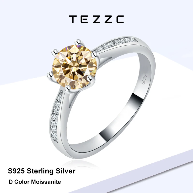 Tezzc 1CT Champagne Moissanite Ring 925 Sterling Silver Six Prong Solitaire Ring Women Wedding Engagement Fine Jewelry Gift
Tezzc 1CT Champagne Moissanite Ring 925 Sterling Silver Six Prong Solitaire Ring Women Wedding Engagement Fine Jewelry Gift