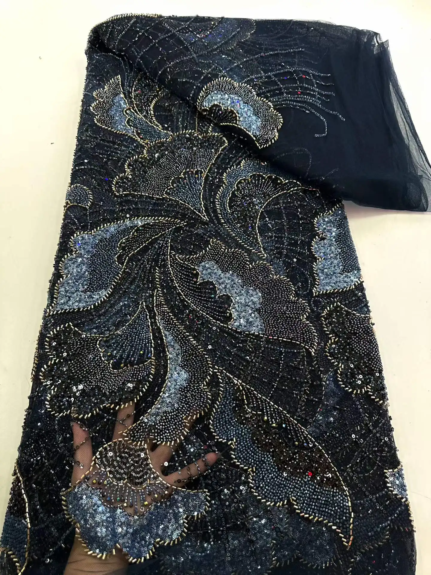 African Beaded Lace Nigerian High-Quality Heavy Lace Fabric Sequins Embroidery French Guipure Wedding Party Dress 5 Yards
African Beaded Lace Nigerian High-Quality Heavy Lace Fabric Sequins Embroidery French Guipure Wedding Party Dress 5 Yards