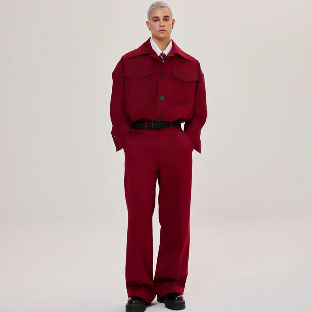 Red Men's Suits Customized Single-breasted Peak Lapel Two Pieces (Jacket+Pants) Fashion High-quality Handsome Daily Shopping Set 
Red Men's Suits Customized Single-breasted Peak Lapel Two Pieces (Jacket+Pants) Fashion High-quality Handsome Daily Shopping Set