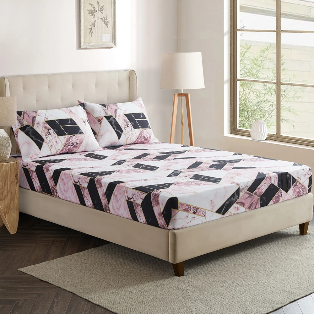 Luxury Marble Fitted Sheet Full Black White Pink Bed Sheet Set Geometric Texture Golden Lines Bedding Set for Girls Teens Women
Luxury Marble Fitted Sheet Full Black White Pink Bed Sheet Set Geometric Texture Golden Lines Bedding Set for Girls Teens Women