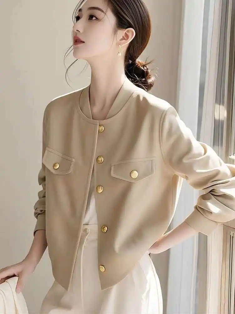 Spring 2026 Khaki Short Women's Jacket Stylish Beautiful Youthful Baseball Style Top Quality Premium Quality Outerwear
Spring 2026 Khaki Short Women's Jacket Stylish Beautiful Youthful Baseball Style Top Quality Premium Quality Outerwear