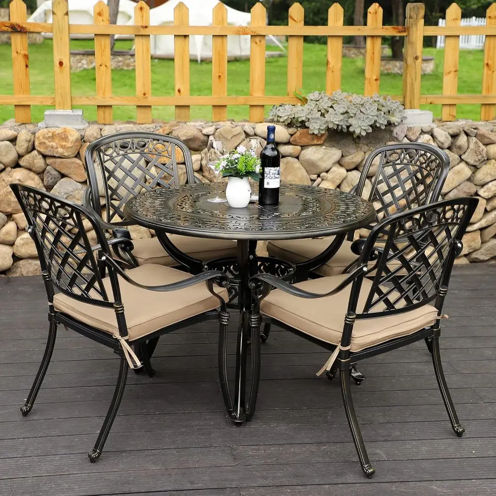 5-Piece Cast Outdoor Patio Dining Set, All Weather Cast Outdoor urniture Dining Set or Patio, Balcony, Lawn, Garden, Backyard w/
5-Piece Cast Outdoor Patio Dining Set, All Weather Cast Outdoor urniture Dining Set or Patio, Balcony, Lawn, Garden, Backyard w/