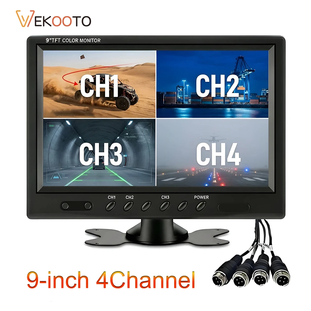9 Inch Backup Camera Monitor Quad Split Screen 4 Channels Rear View Reverse Display for 4-pin Aviation Connector Analog Cameras
9 Inch Backup Camera Monitor Quad Split Screen 4 Channels Rear View Reverse Display for 4-pin Aviation Connector Analog Cameras