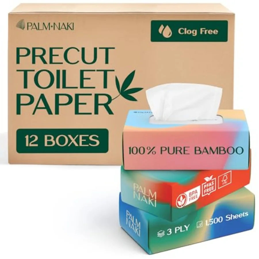 Pre-Cut Bamboo Toilet Paper 3-Ply, Tissue Boxes Gentle and Sustainable No Fragrance, No BPA, No PFAS Lint-Free Septic Safe, Dis
Pre-Cut Bamboo Toilet Paper 3-Ply, Tissue Boxes Gentle and Sustainable No Fragrance, No BPA, No PFAS Lint-Free Septic Safe, Dis