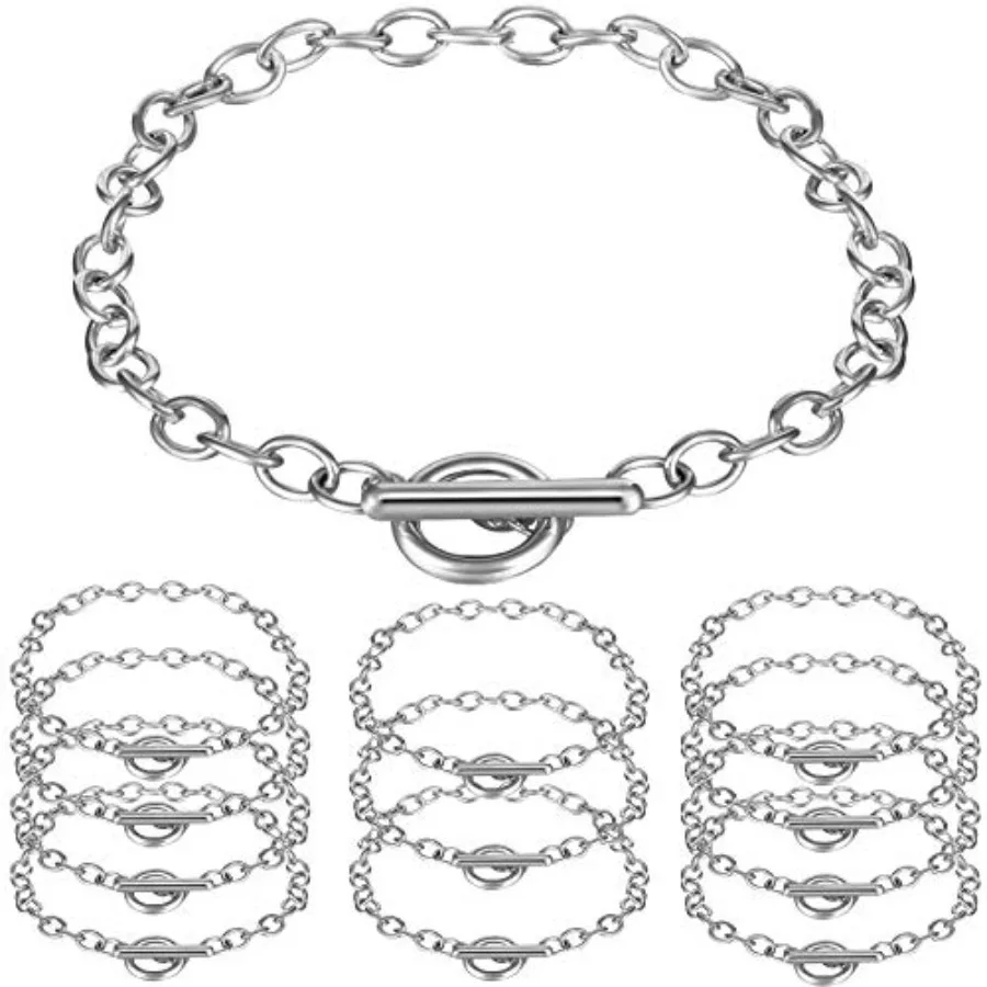 12 Pieces Silver Chain Bracelets Bulk with Ot Toggle Alloy Metal Charms for Jewelry Making Plated Link Bracelet Chains Kit Clas
12 Pieces Silver Chain Bracelets Bulk with Ot Toggle Alloy Metal Charms for Jewelry Making Plated Link Bracelet Chains Kit Clas