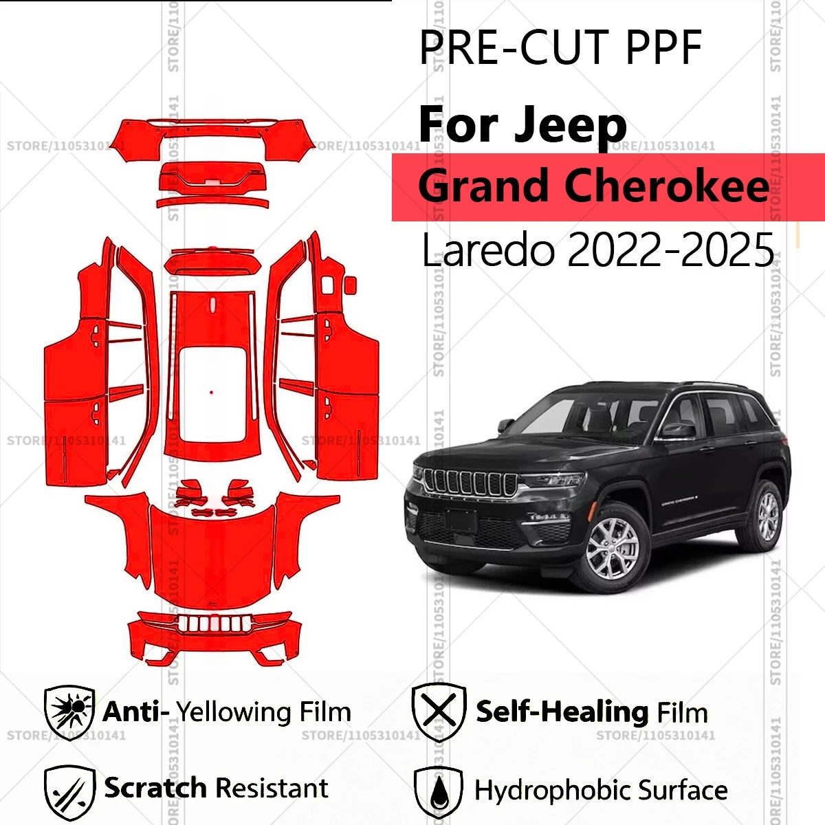 Pre-Cut Paint Protection Film PPF Transparent Car Film Automotive PPF Full Vehicle For Jeep Grand Cherokee Laredo 2022-2025
Pre-Cut Paint Protection Film PPF Transparent Car Film Automotive PPF Full Vehicle For Jeep Grand Cherokee Laredo 2022-2025