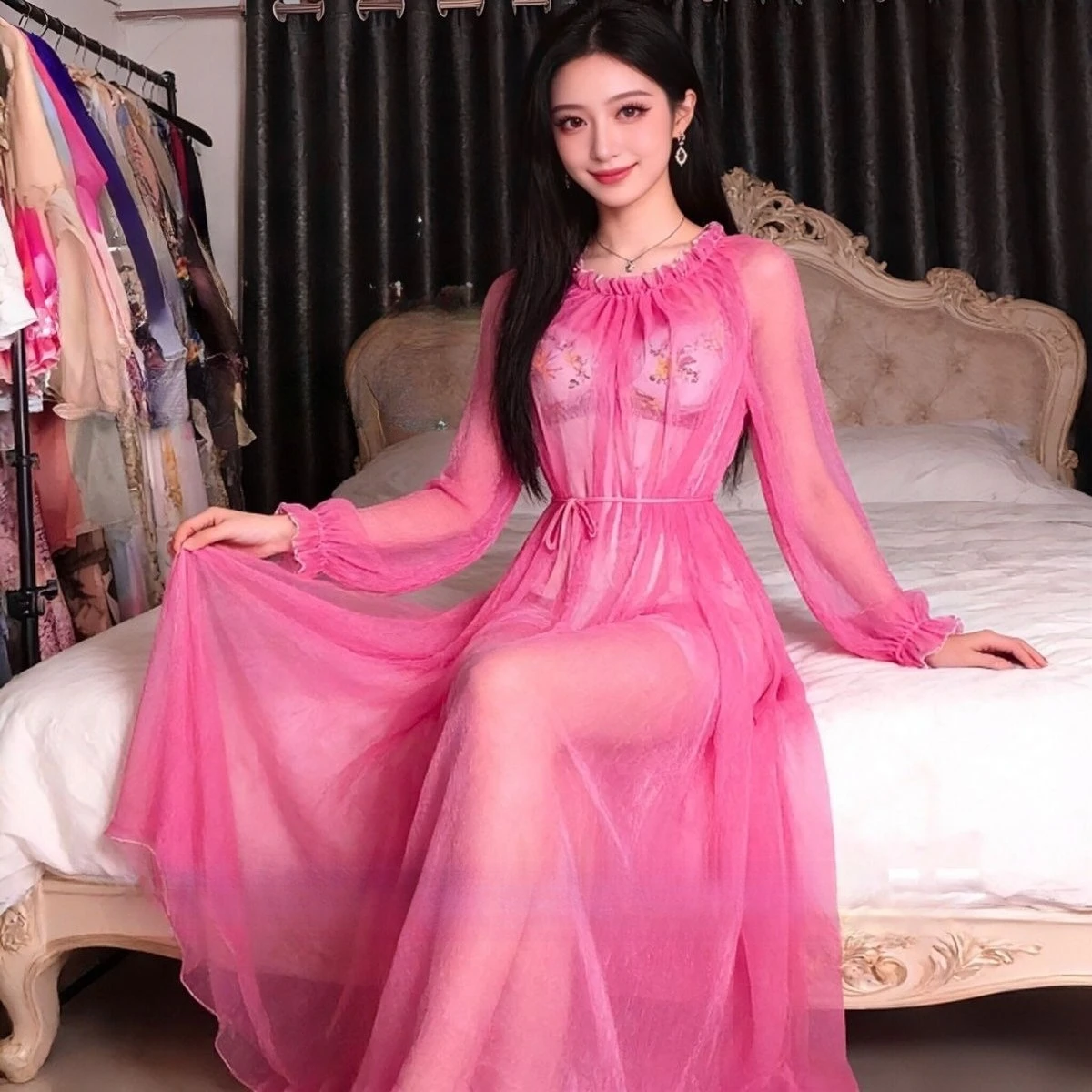 Sexy Beach Chiffon Long Dress Arrival Spring Autumn Chic Dress Elegant Long-Sleeved Loose Lace-Up Slim Dresses Private Party
Sexy Beach Chiffon Long Dress Arrival Spring Autumn Chic Dress Elegant Long-Sleeved Loose Lace-Up Slim Dresses Private Party