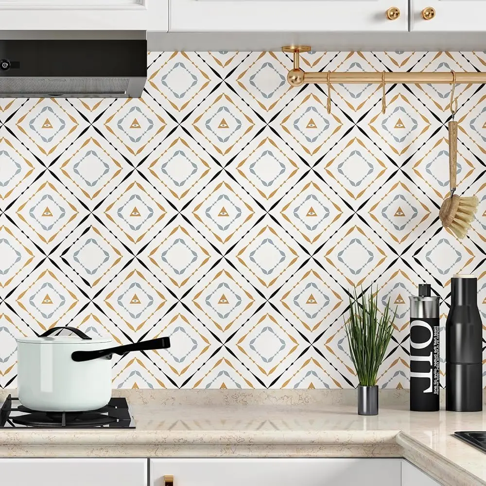 Kitchen Backsplash Geometric Wallpaper Diamond Self Adhesive Contact Paper For Countertops Vinyl White/Black/Gold Modern Accent
Kitchen Backsplash Geometric Wallpaper Diamond Self Adhesive Contact Paper For Countertops Vinyl White/Black/Gold Modern Accent