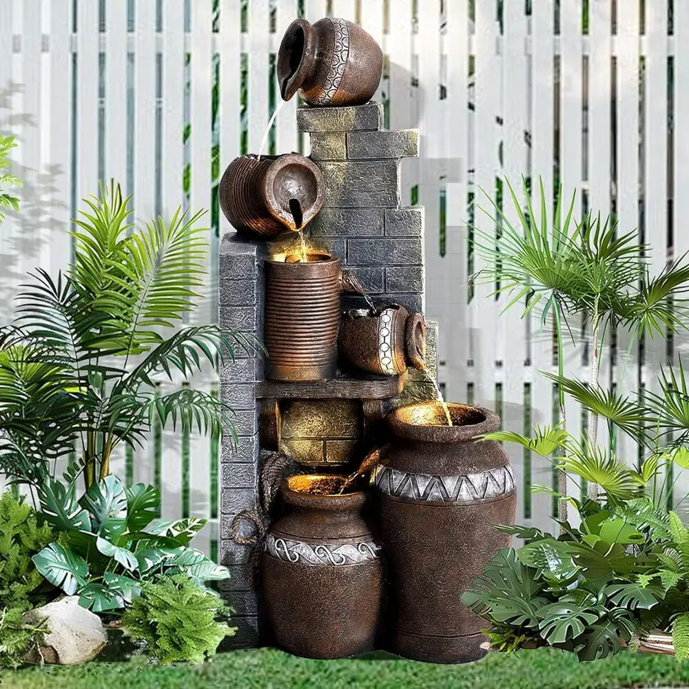 6-Tier Outdoor Floor-Standing Cascading Water Fountain with LED Lights for Garden, Patio, Backyard, and Home (Grey)
6-Tier Outdoor Floor-Standing Cascading Water Fountain with LED Lights for Garden, Patio, Backyard, and Home (Grey)