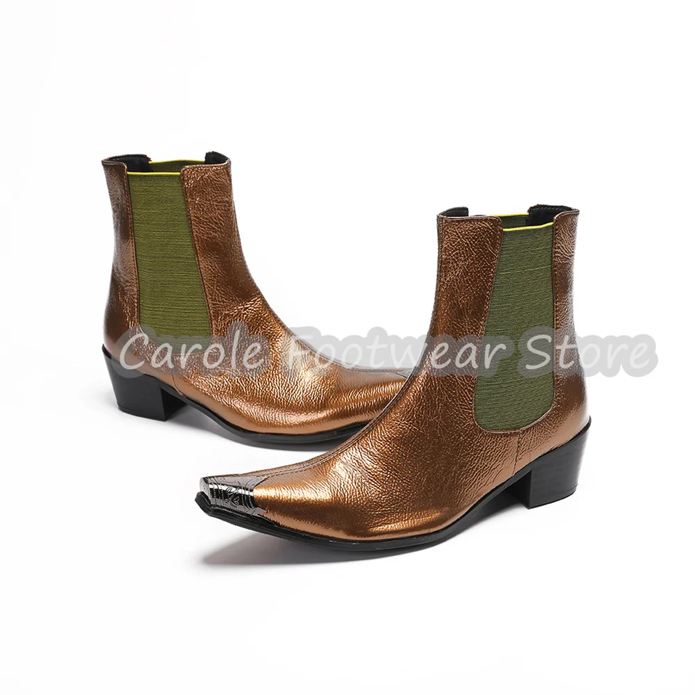 Retro Genuine Leather Male Chelsea Boots Metal Square Toe Block Heel Chelsea Ankle Boots Men's Party Club Western Cowboy Boots
Retro Genuine Leather Male Chelsea Boots Metal Square Toe Block Heel Chelsea Ankle Boots Men's Party Club Western Cowboy Boots