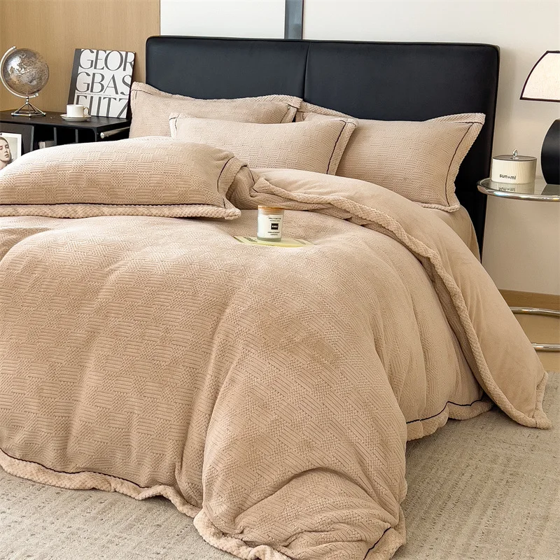 Winter Coral Velvet Duvet Cover Set with Bed Sheets and Pillowcase Warm Keep Skin Friendly Bedding Four Piece Set Quilt Cover
Winter Coral Velvet Duvet Cover Set with Bed Sheets and Pillowcase Warm Keep Skin Friendly Bedding Four Piece Set Quilt Cover