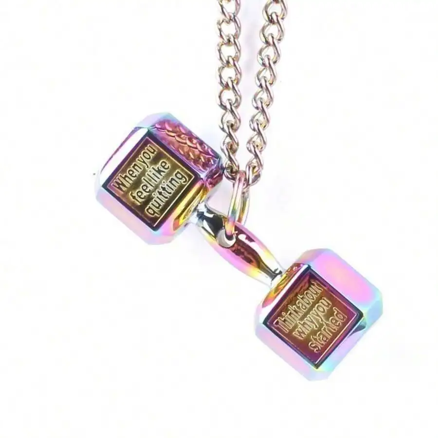 Fitness Dumbbell Pendant Necklace For Adults Unisex Sport Titanium Steel Chain With Engraved Motivational Quote
Fitness Dumbbell Pendant Necklace For Adults Unisex Sport Titanium Steel Chain With Engraved Motivational Quote