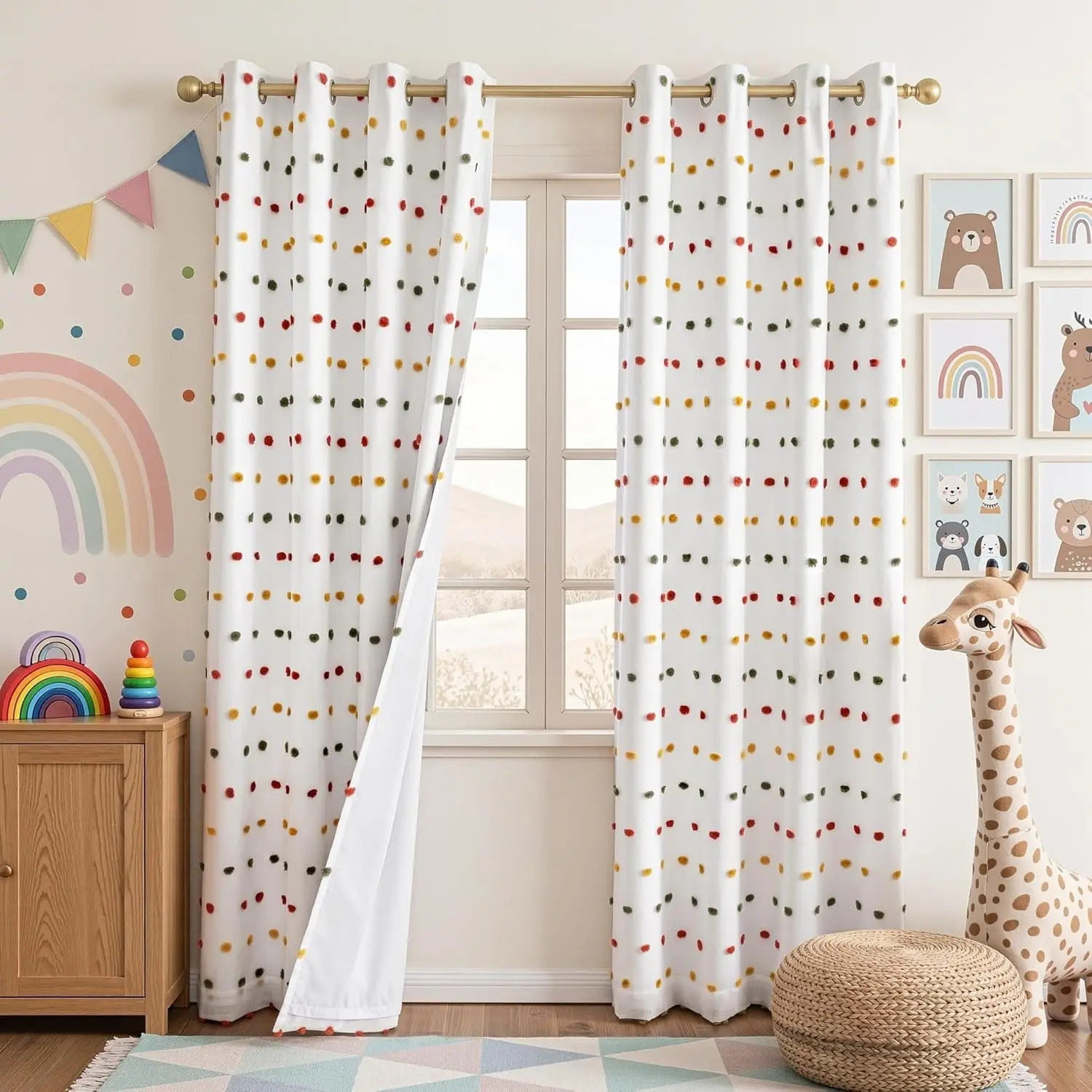 Rainbow Blackout Curtains for Girls Kids Bedroom 84 Inch Long with Pom Pom Sheer 2 Panels
Rainbow Blackout Curtains for Girls Kids Bedroom 84 Inch Long with Pom Pom Sheer 2 Panels