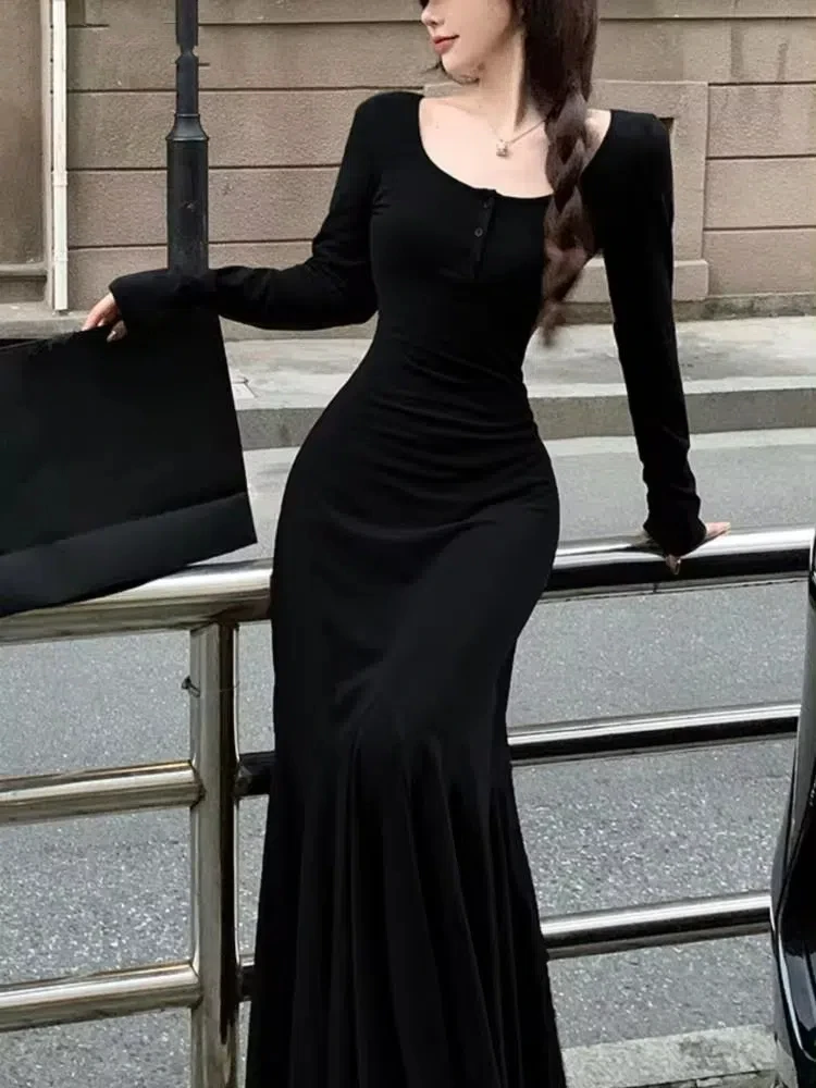 Solid Slim Mermaid Knitted Dresses 2024 Women Autumn Casual Button Long Dress Party Evening Clothing Long One-Piece Dress Gown
Solid Slim Mermaid Knitted Dresses 2024 Women Autumn Casual Button Long Dress Party Evening Clothing Long One-Piece Dress Gown