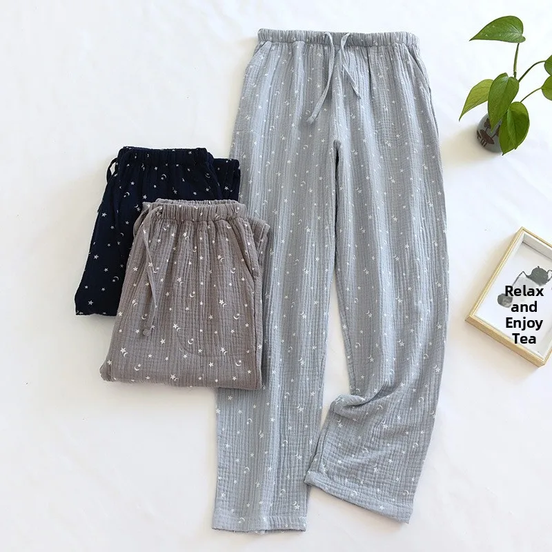 Cotton Couples Sleepwear New Style Summer Spring Double Layer Men Women Home Breathable Skin-friendly Long Pants Home Clothes
Cotton Couples Sleepwear New Style Summer Spring Double Layer Men Women Home Breathable Skin-friendly Long Pants Home Clothes