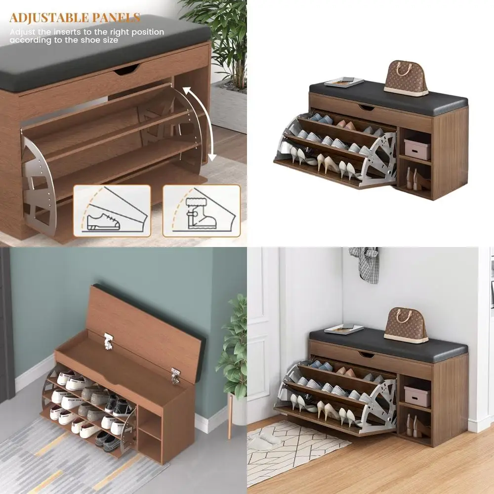 Wooden 3-Tier Adjustable Shoe Storage Bench with Cushion for Entryway and Living Room
Wooden 3-Tier Adjustable Shoe Storage Bench with Cushion for Entryway and Living Room