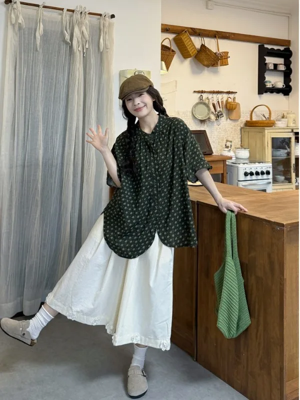 plus Size Women's Retro Polka Dot Short Sleeve Shirt High Waist Floral Skirt Set Summer New Style Korean Loose Fit Button Detail
plus Size Women's Retro Polka Dot Short Sleeve Shirt High Waist Floral Skirt Set Summer New Style Korean Loose Fit Button Detail