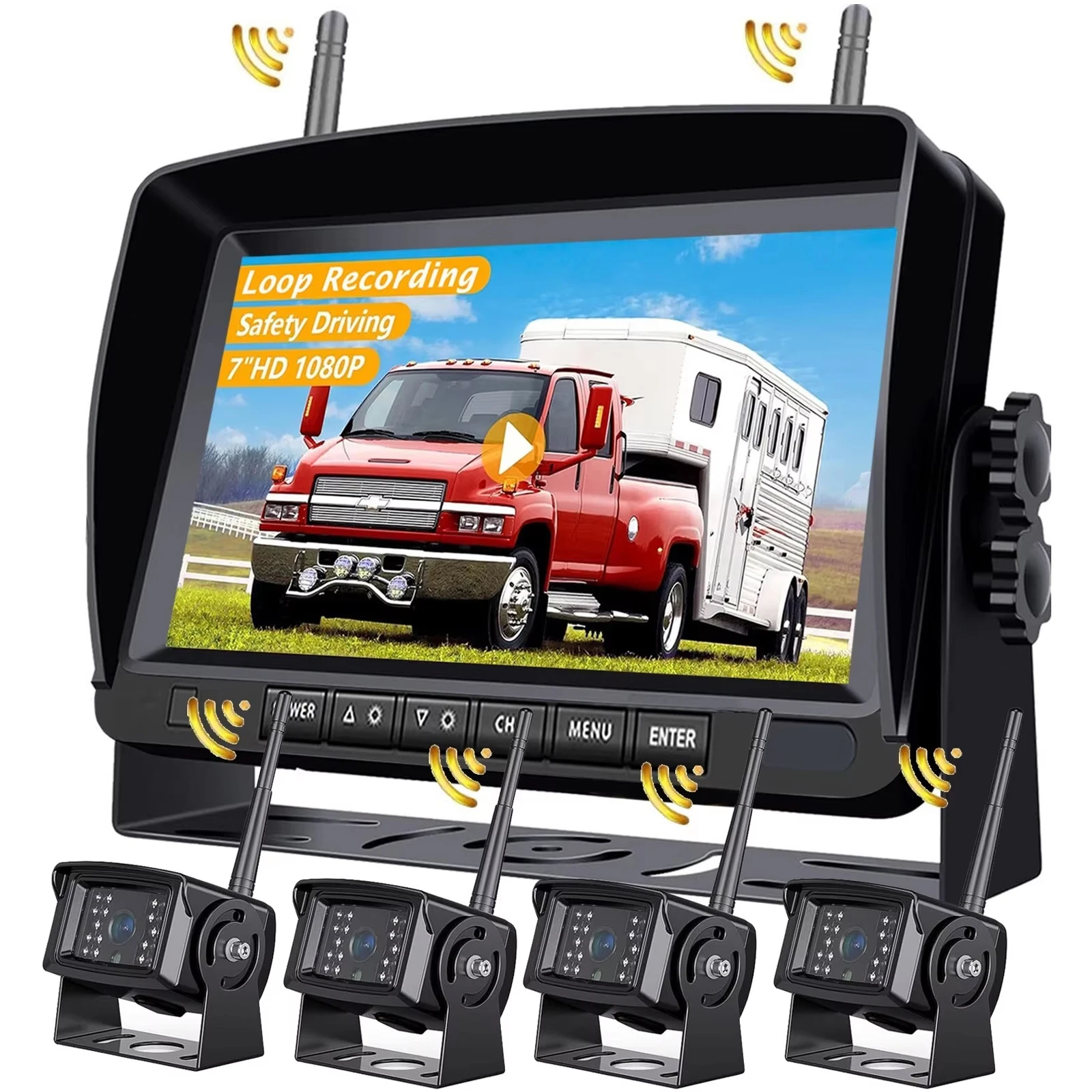 Lastbus 7" Quad DVR Monitor IPS Screen+HD 1080P 18 IR LEDs Reversing Camera Night Vision For Caravan Truck Trailer Motorhome
Lastbus 7" Quad DVR Monitor IPS Screen+HD 1080P 18 IR LEDs Reversing Camera Night Vision For Caravan Truck Trailer Motorhome