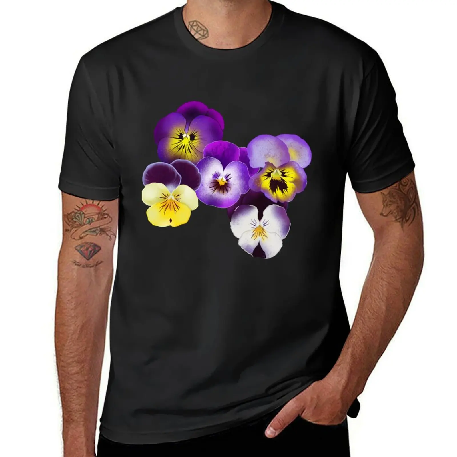 Pansies T-Shirt cotton graphic tees tops cute clothes blue lock black t-shirts for men 
Pansies T-Shirt cotton graphic tees tops cute clothes blue lock black t-shirts for men