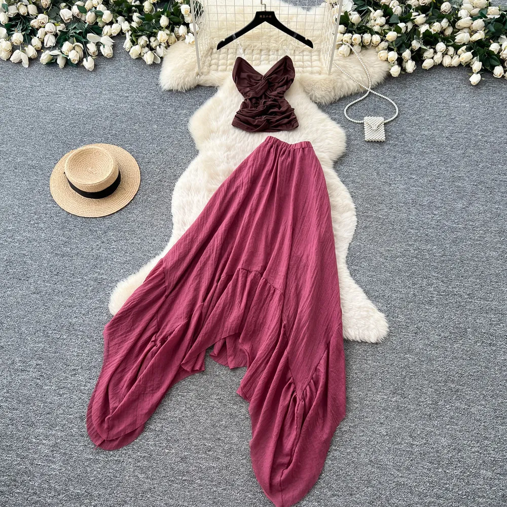 Women Two Piece Sets Skirt Set Sling Sexy Sleeveless Tops Long Skirts A Line High Waist Y2k Streetwear Elegant Work Summer 2026
Women Two Piece Sets Skirt Set Sling Sexy Sleeveless Tops Long Skirts A Line High Waist Y2k Streetwear Elegant Work Summer 2026