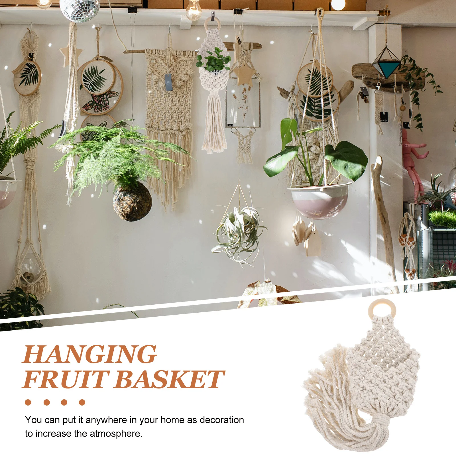 Macrame Hanging Basket Woven Cotton Rope Multi-Function Decorative Kitchen Fruit Vegetable Storage Organizer Kitchen Supply
Macrame Hanging Basket Woven Cotton Rope Multi-Function Decorative Kitchen Fruit Vegetable Storage Organizer Kitchen Supply
