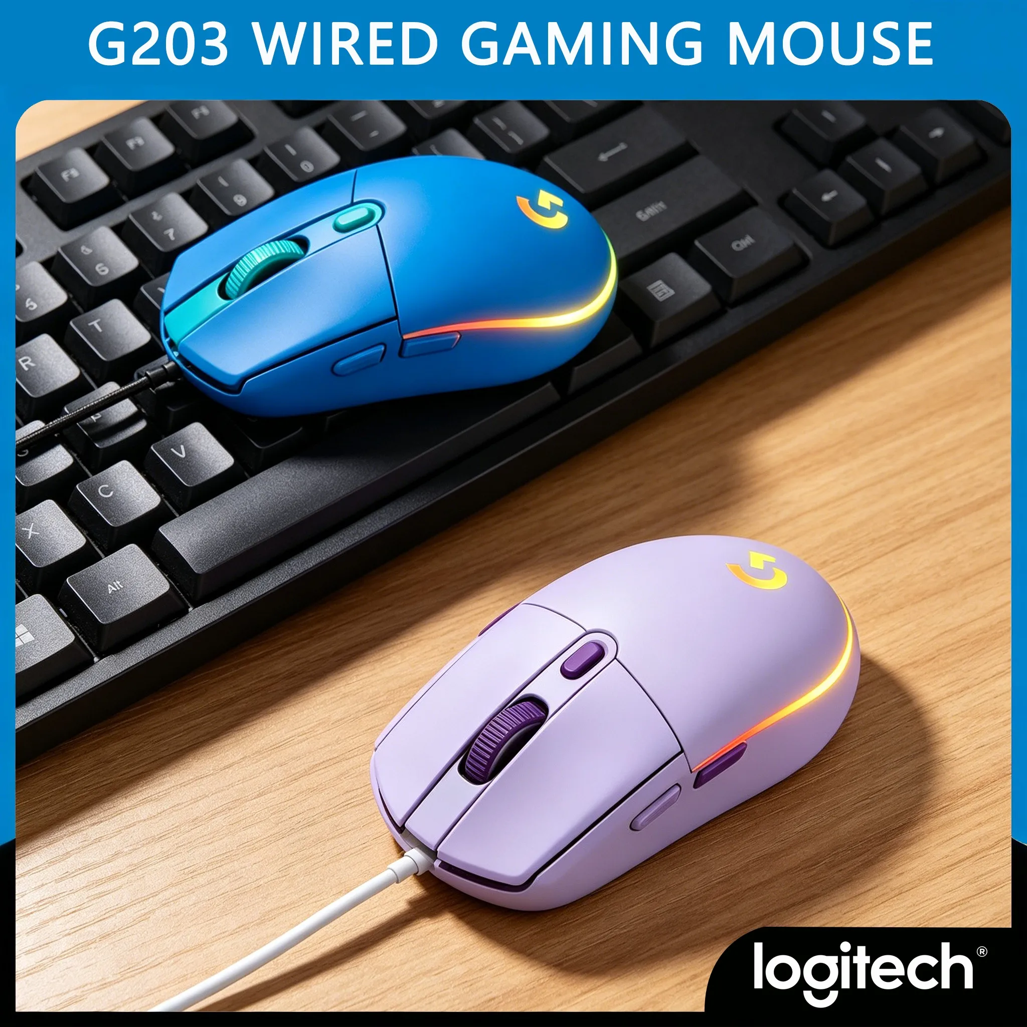 Logitech G203/G102/G402/MX 3S Wired Mouse, LIGHTSYNC RGB Lighting, 8000 DPI Sensor, 6 Buttons with On-Board Profiles
Logitech G203/G102/G402/MX 3S Wired Mouse, LIGHTSYNC RGB Lighting, 8000 DPI Sensor, 6 Buttons with On-Board Profiles