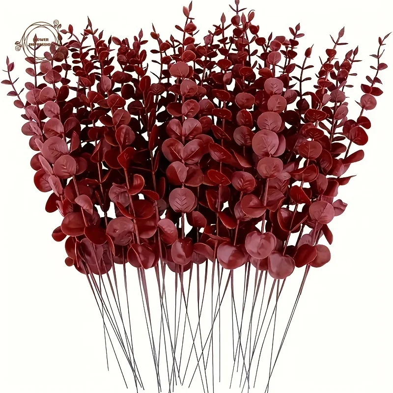 25PCS Artificial Eucalyptus Branches with Foliage Wine Red Plant Branches for Wedding Bouquets and Party Fillers Home Decors
25PCS Artificial Eucalyptus Branches with Foliage Wine Red Plant Branches for Wedding Bouquets and Party Fillers Home Decors