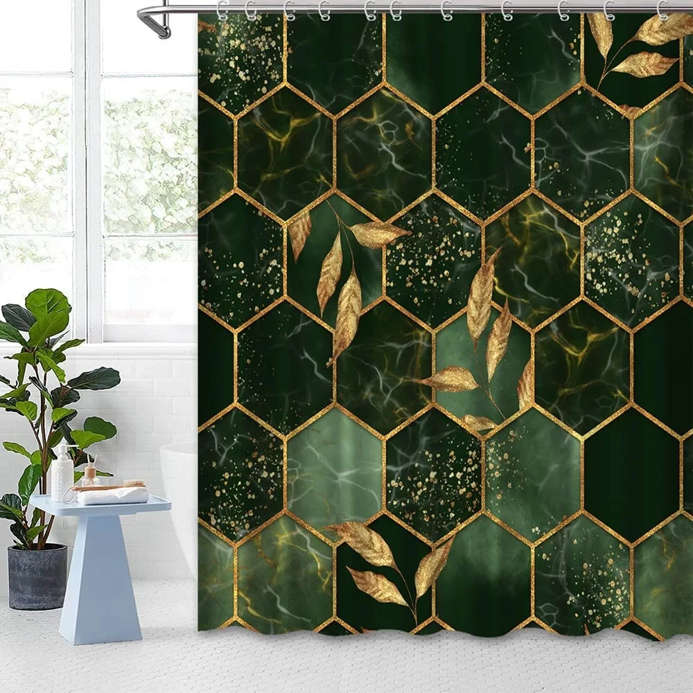 Abstract Emerald Geometric Shower Curtain Vintage Green Marble Texture Golden Leaves Waterproof Bath Curtains Bathroom Decor
Abstract Emerald Geometric Shower Curtain Vintage Green Marble Texture Golden Leaves Waterproof Bath Curtains Bathroom Decor