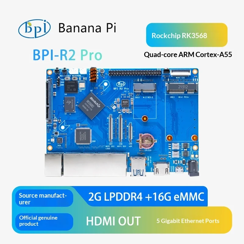 BPI-R2 Pro Smart Open Source Router Development Board RK3568 Expansion Card Control Panel