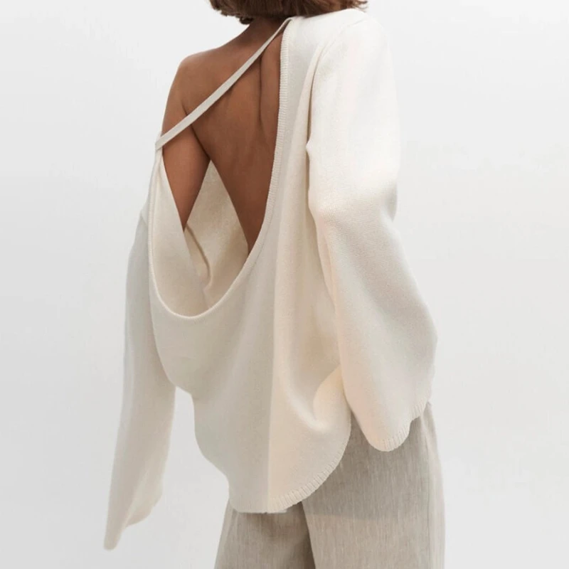 Autumn Female Backless Loose Knitwear Sweater Solid Casual Elegant Long Sleeve Patchwork Commute Clothes Women's Knit Pullover
Autumn Female Backless Loose Knitwear Sweater Solid Casual Elegant Long Sleeve Patchwork Commute Clothes Women's Knit Pullover