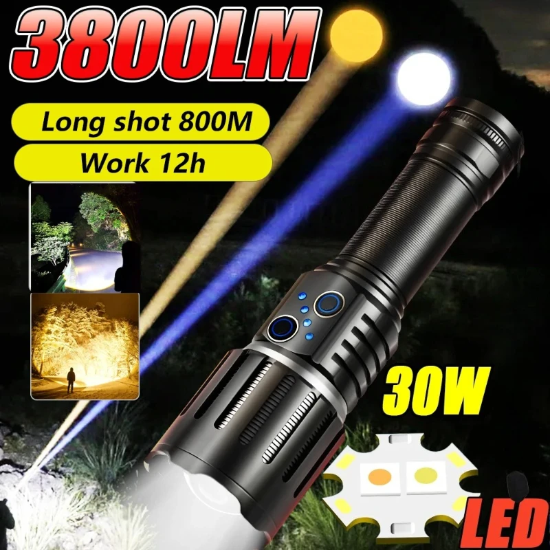 Super Bright LED Flashlight Yellow White Laser Rechargeable Waterproof Zoomable Dual Source Lamp Hiking Camping Lamp Hand Torch
Super Bright LED Flashlight Yellow White Laser Rechargeable Waterproof Zoomable Dual Source Lamp Hiking Camping Lamp Hand Torch