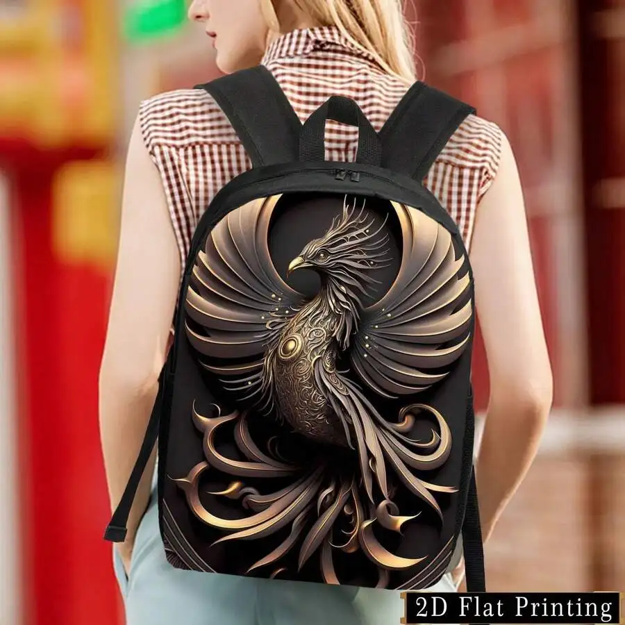 Black Backpack With Phoenix Print Lightweight Large Capacity Adjustable Straps Side Pockets For Travel Commuting Gym
Black Backpack With Phoenix Print Lightweight Large Capacity Adjustable Straps Side Pockets For Travel Commuting Gym