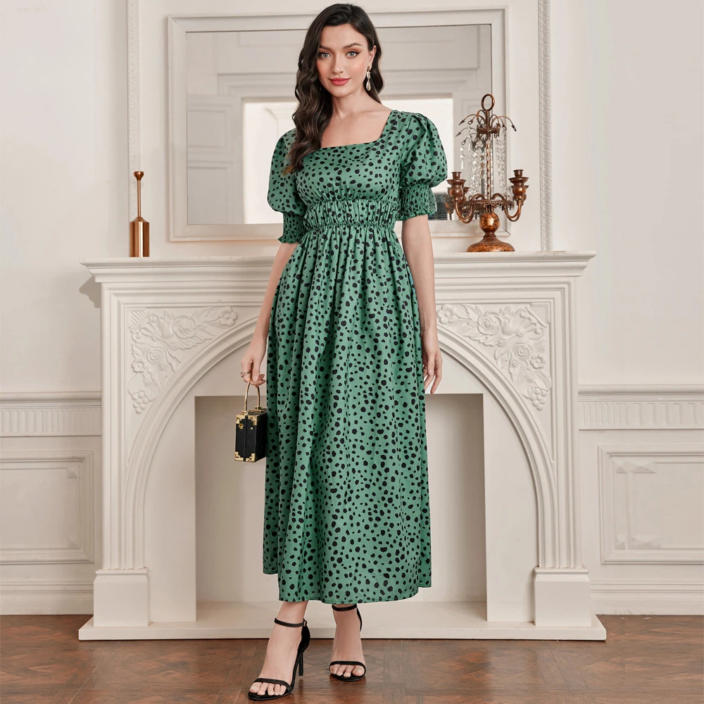 New Summer Women Leopard Print Short Sleeve Square Neck Long Maxi High Waist Dress Muslim Abaya Kaftan Femme Vestidos Party Gown
New Summer Women Leopard Print Short Sleeve Square Neck Long Maxi High Waist Dress Muslim Abaya Kaftan Femme Vestidos Party Gown