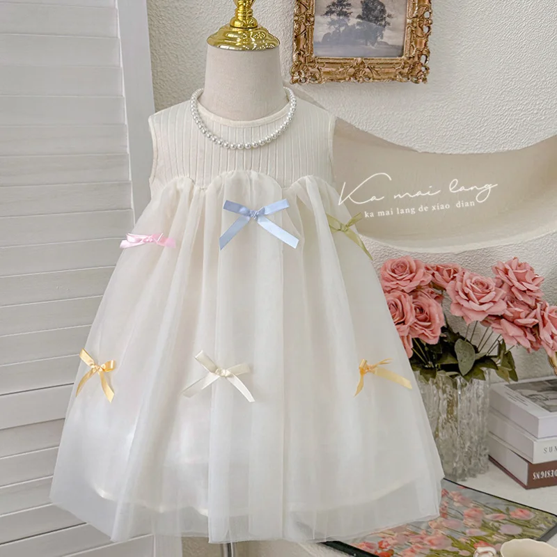 Girls' Summer Thin Dress2025New Children's Sleeveless Vest Mesh Dress Baby Bow Princess Dress
Girls' Summer Thin Dress2025New Children's Sleeveless Vest Mesh Dress Baby Bow Princess Dress